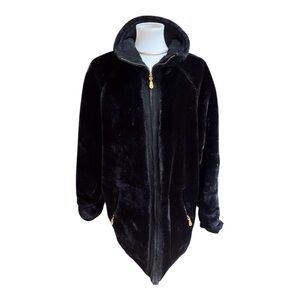 🥳 VINTAGE JLC Reversible Black Faux Fur and 100% Suede Jacket